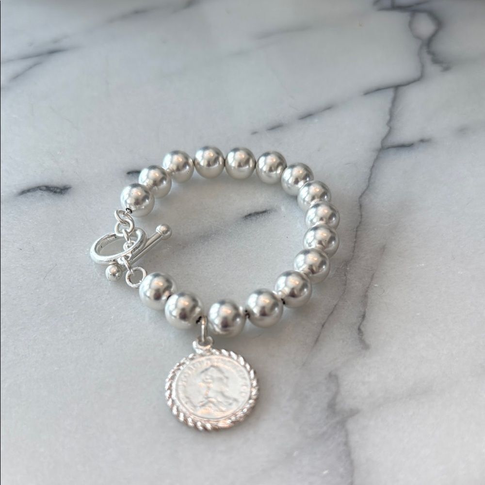Karine Sultan Ball Chain Bracelet with charm